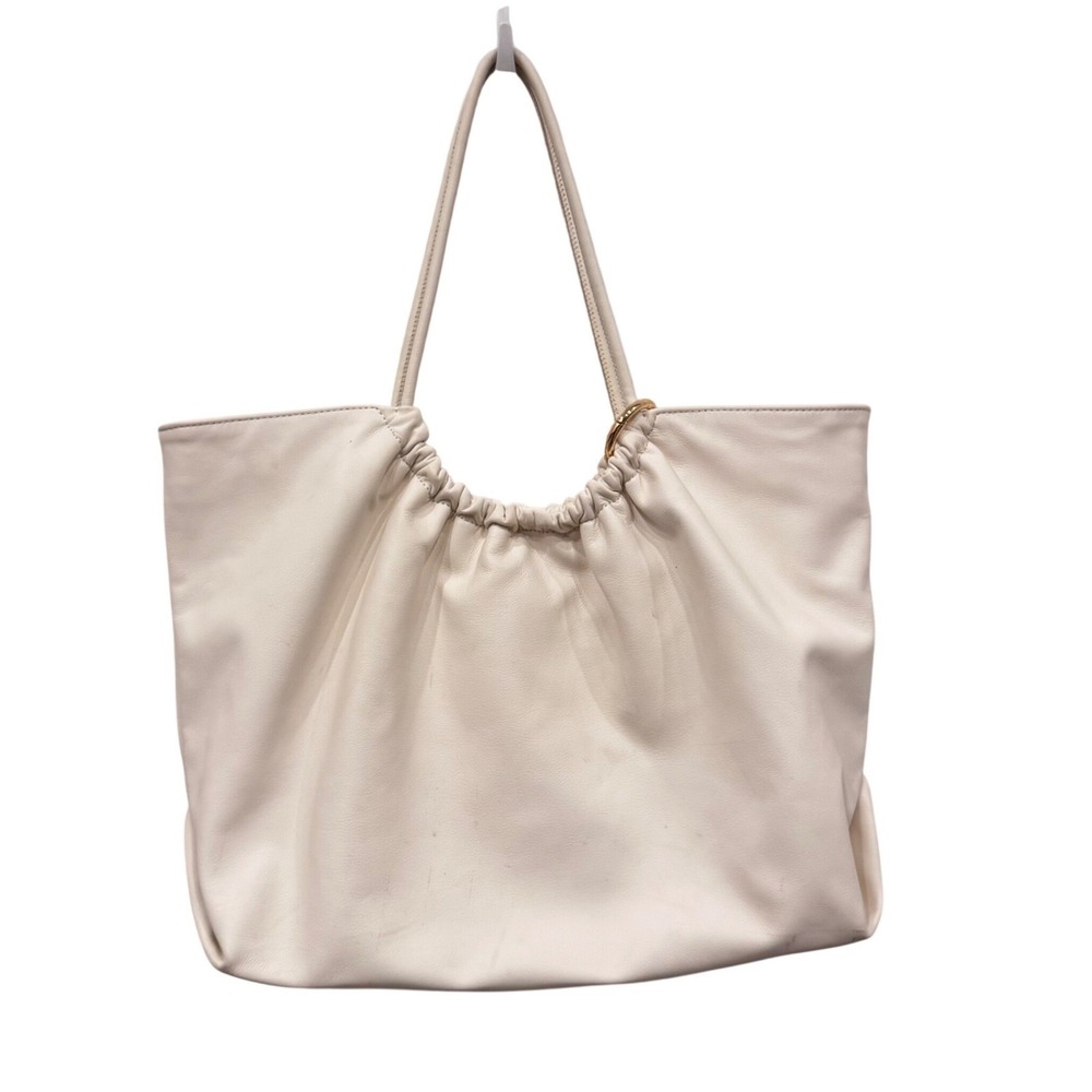 LDT Lily Tote Bag White‎ Nappa Leather Pink Inside Preloved 18x12x5 Slouchy$298 - Picture 10 of 16